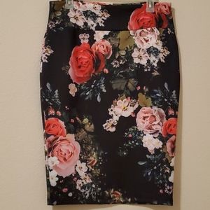 Black and Floral Skirt